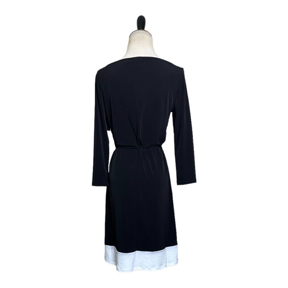 Tahari black with white trim 3/4 sleeves belted mini dress size XS - Picture 11 of 13